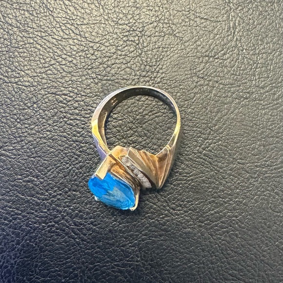 10K Gold Pear Topaz & Diamond Ring